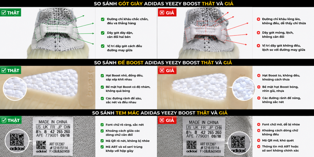 Cách phân biệt giày thật giả